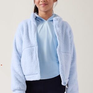 Athleta Girls Sherpa So Toasty Tugga Ligh Blue Jacket Size L